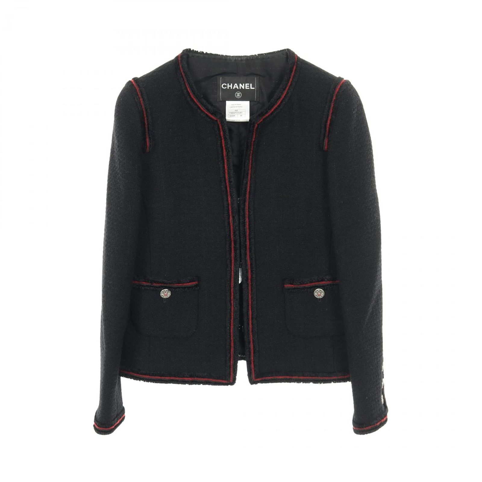 シャネル CHANEL ノーカラージャケット ココマークイーグルボタン