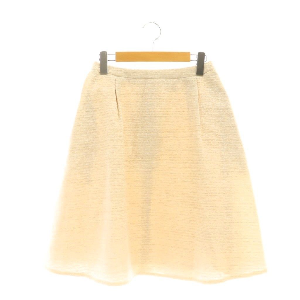 ルネ Rene ラメ ツイードスカート フレアスカート ひざ丈 36 エクリュ