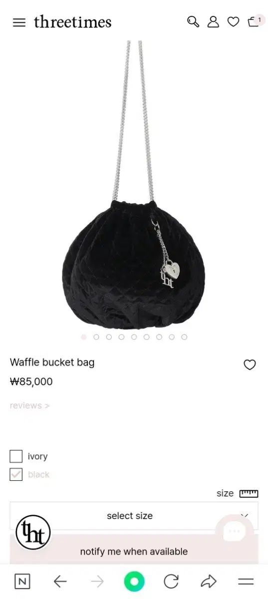 threetimes ワッフル バケットバッグ ブラック