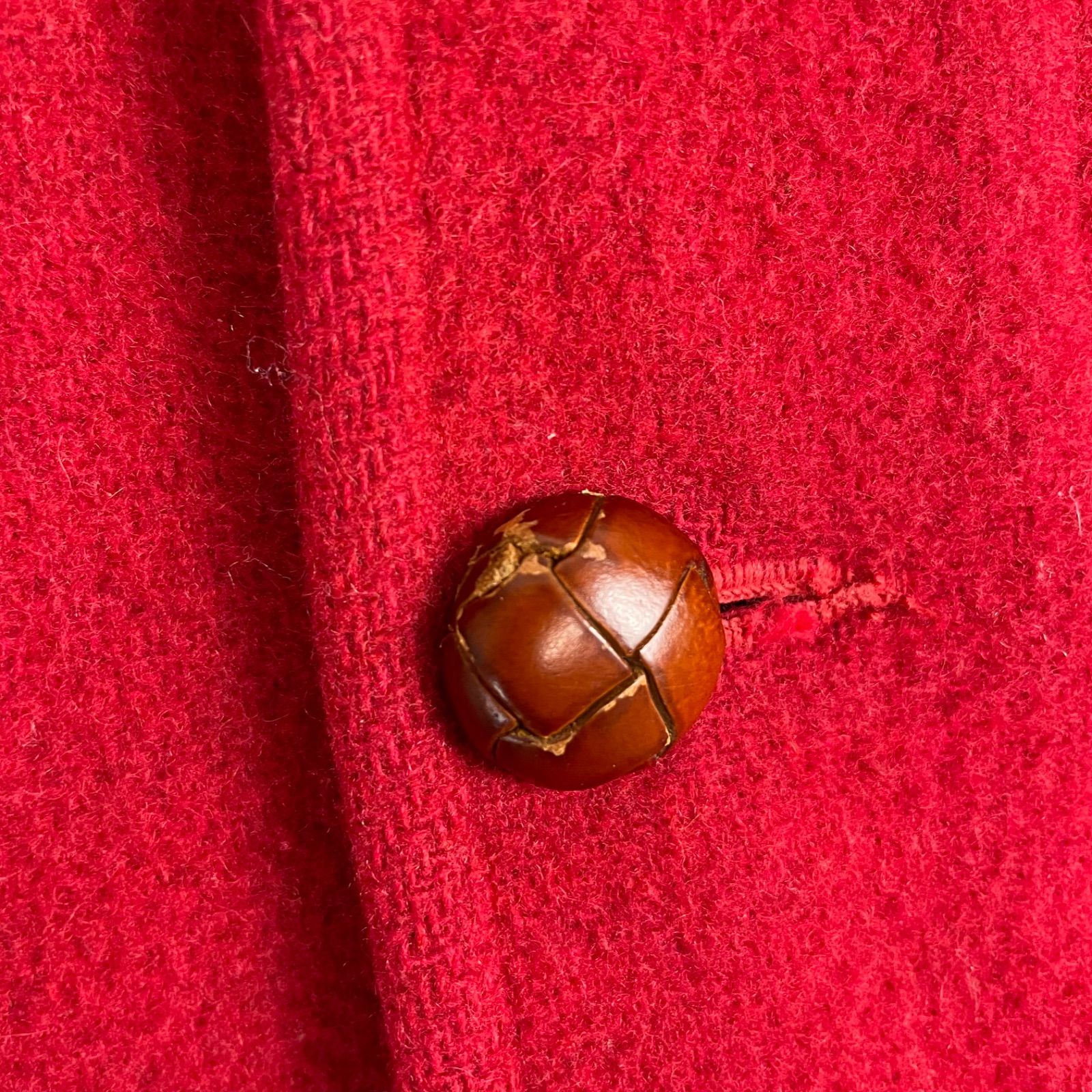 DANTON ダントン ウールモッサ フード付きコート レッド くるみボタン