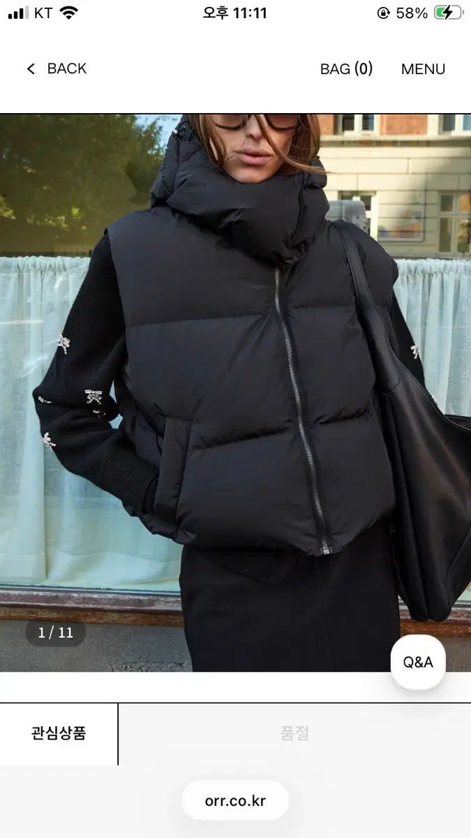 Orr オル マフラーグースダウンベスト ブラック ダウンベスト