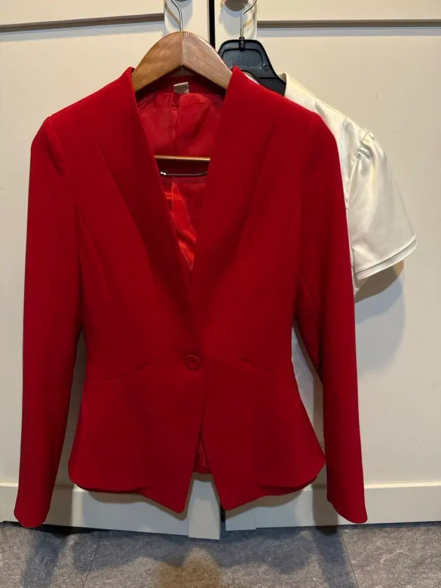 赤 レディース コットン面试 ジャケット