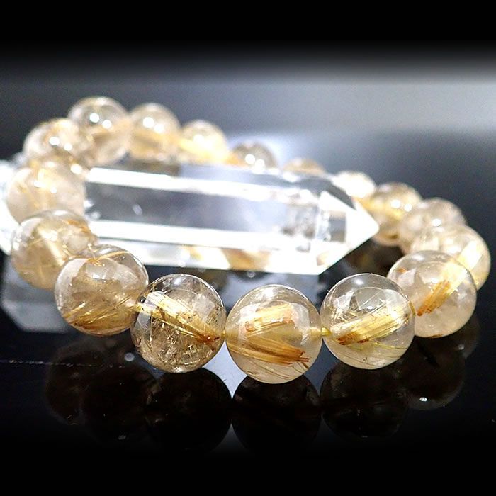 ルチルクォーツブレスレット 【12mm珠】 ※LLサイズ：内径約19