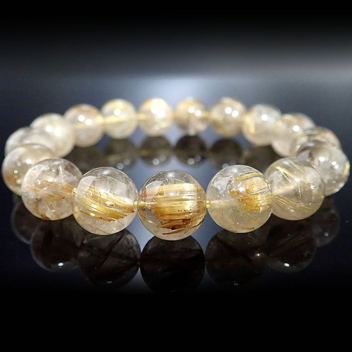 ルチルクォーツブレスレット 【12mm珠】 ※LLサイズ：内径約19