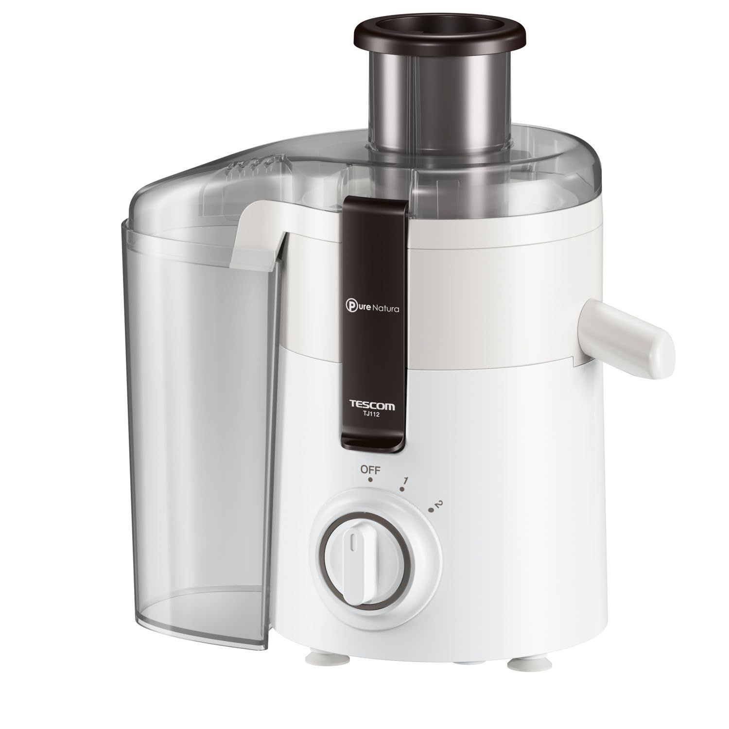 テスコム ジューサー ジュースミキサー ミキサー 大型投入口 二段階切替スイッチ コンパクト設計 チタンカッター ミニレシピブック付き ホワイト TJ 112 W