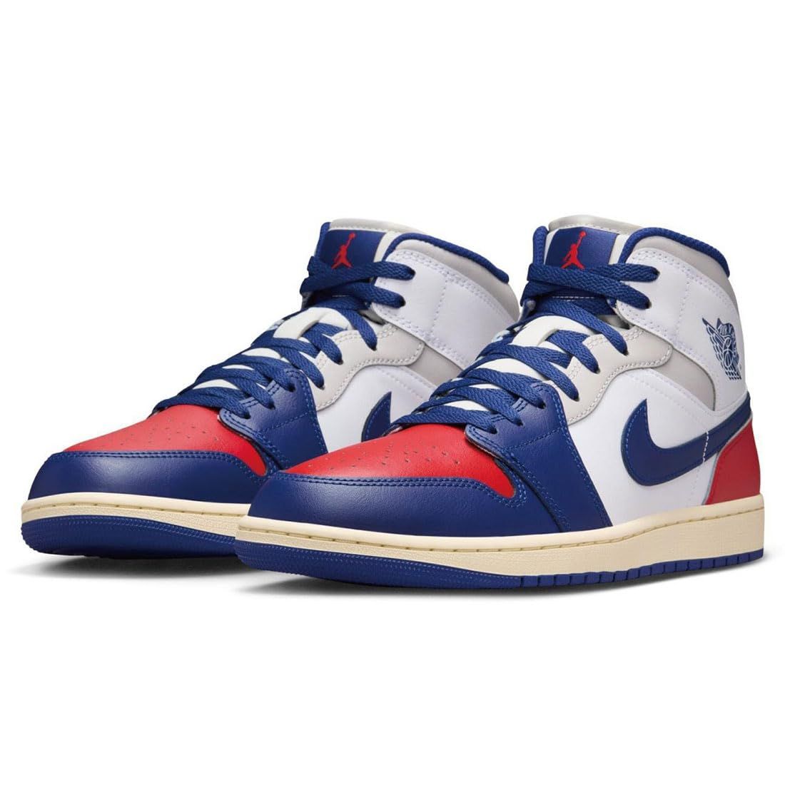 ナイキ エア ジョーダン 1 ミッド AIR JORDAN MID ホワイト ユニバーシティレッド ニュートラルグレー ディープロイヤルブルー DQ 8426-102 27.5 cm