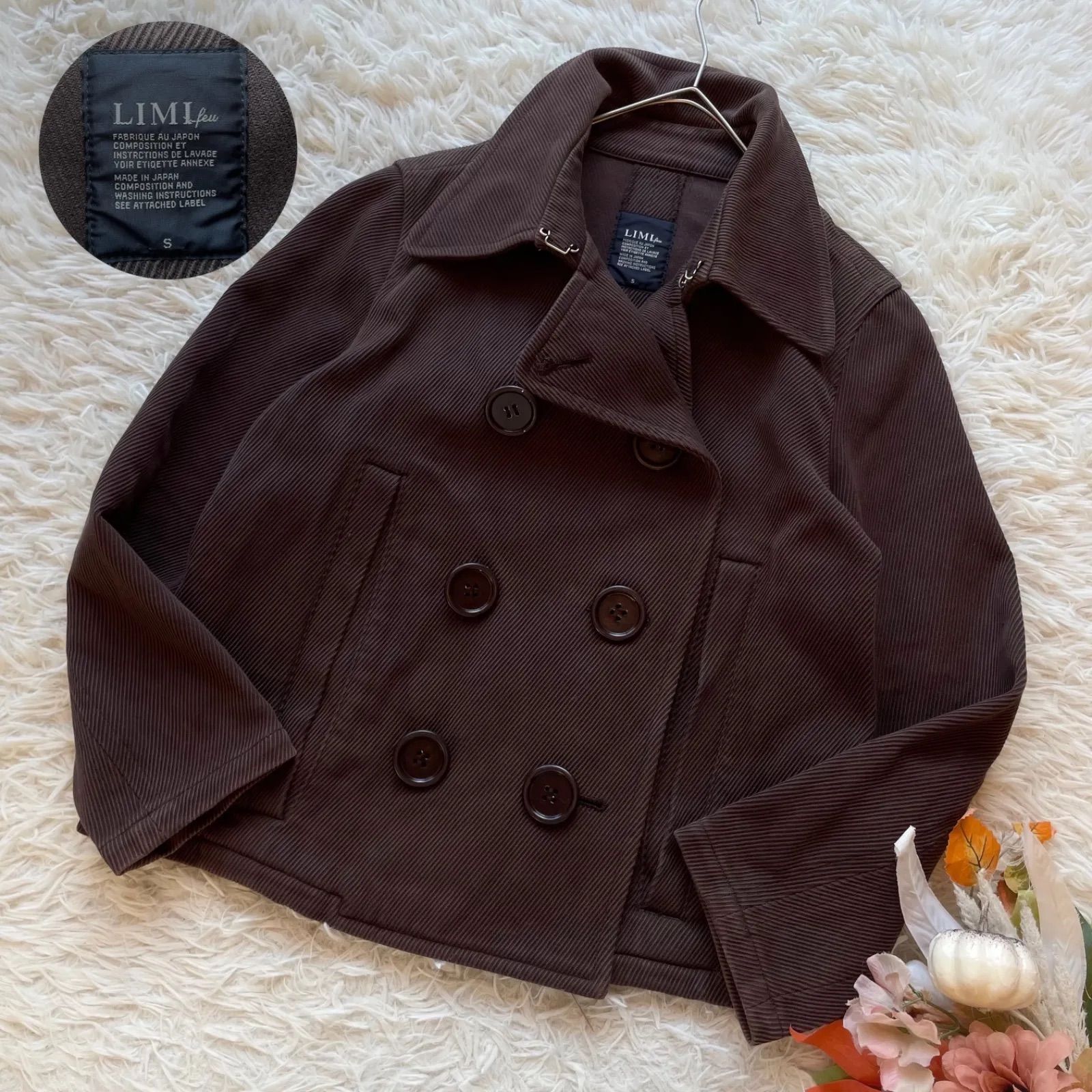 LIMI feu リミフゥ ヨウジヤマモト 大ボタンPコート ショートジャケット LIMI feu リミフゥ ヨウジヤマモト コットン Pコート ピーコート