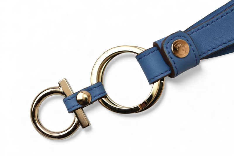 サルヴァトーレフェラガモ キーリング キーホルダー Salvatore Ferragamo レザー ガンチーニ ブルー