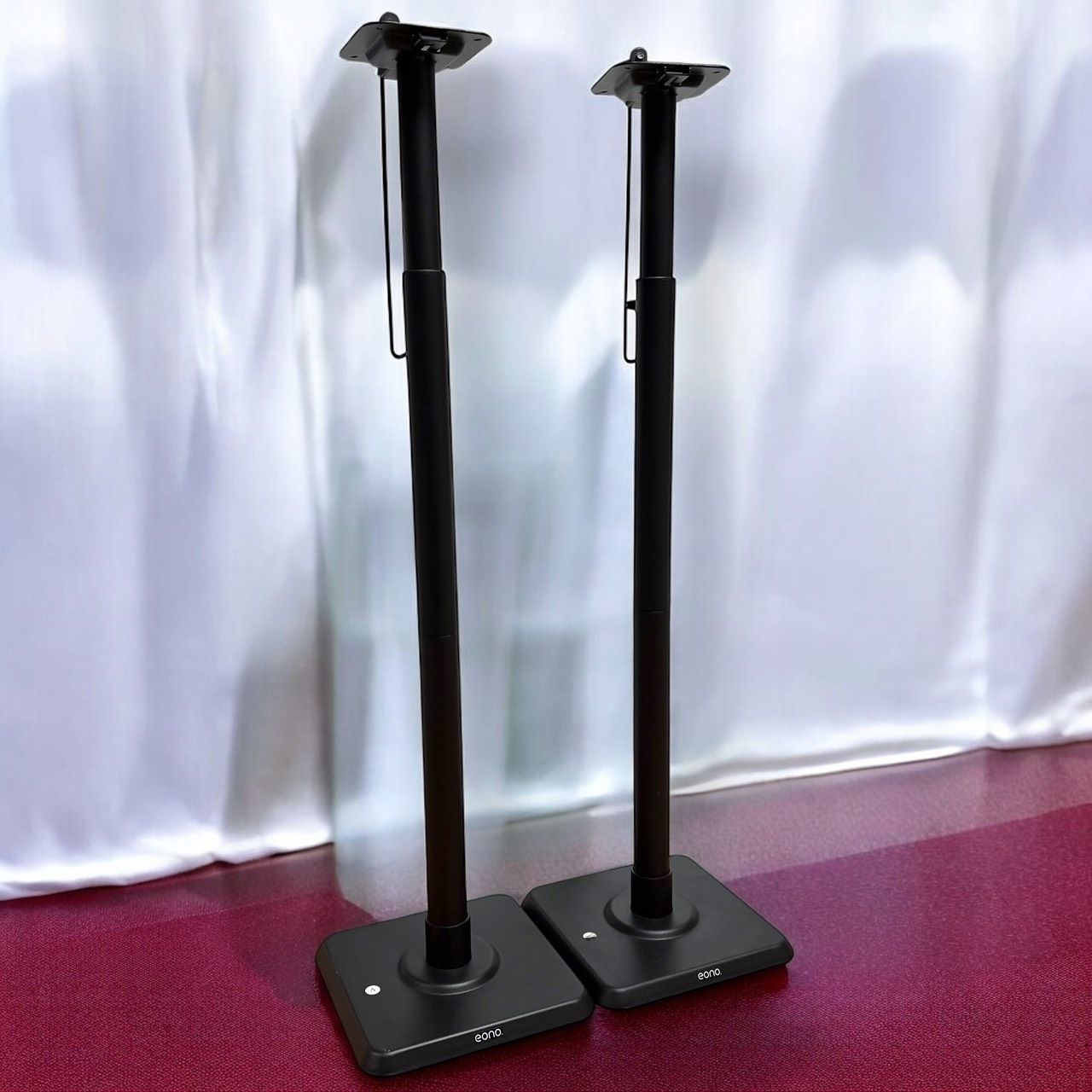 Eono イオーノ PL 5402 07 ブラック スピーカースタンド ペア スピーカーマウント ポール型 小型スピーカー 本棚スピーカー用 耐荷重5 kg 2本セット 高さ調整 360度回転 オシャレ スッキリ