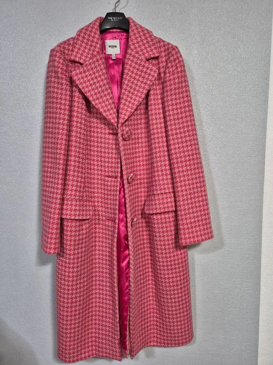 モスキーノ ピンク ハウンドトゥース ロング コート 55 66 - メルカリ