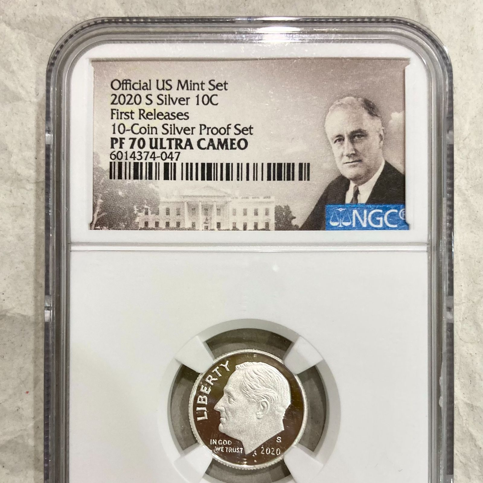 NGC最高鑑定☆2020年アメリカ 10セント プルーフ銀貨☆ルーズベルト
