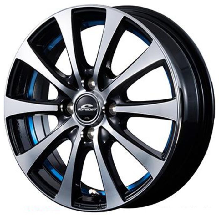 ホイール4本セット 15インチ 5 J 43 4 H 100 RX 01 ブラックポリッシュ アンダーカットブルー