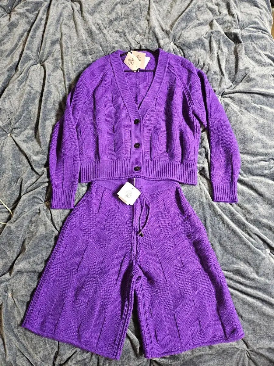 ニットカーディガン ハーフパンツ セット PURPLE パープル ♥