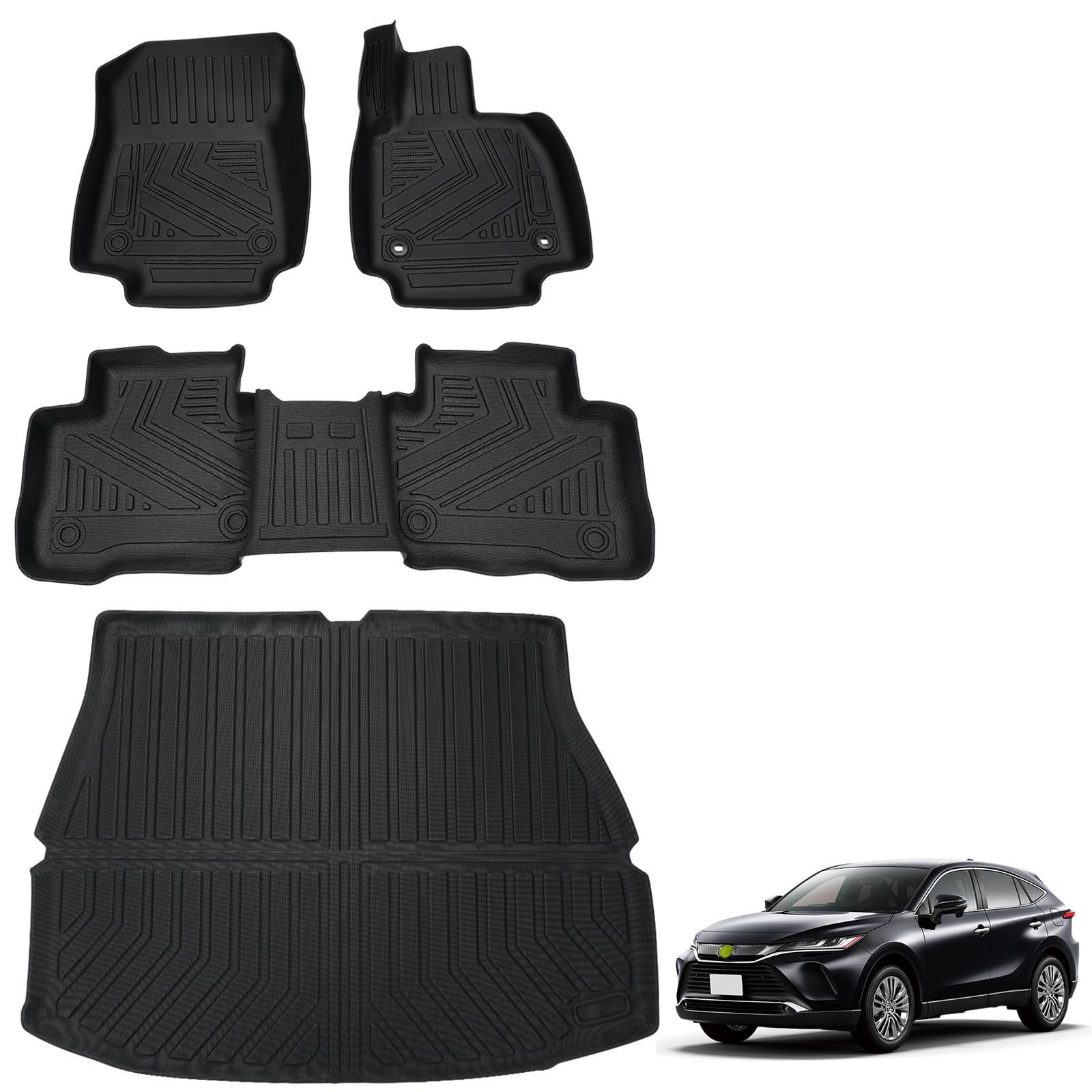 トヨタ 新型ハリアー 80系 フロアマット ラゲッジマット 4点セット HARRIER 80 3 D立体カーマット 防水 TPE素材 トランクマット 縁高 滑り防止 耐汚れ カスタムパーツ 車種 設計 ハリアー80系 ラゲッジマッ