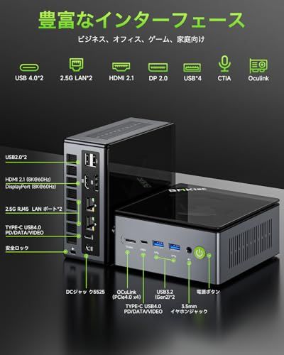 GMKtec ミニpc AMD Ryzen 7 PRO 6850H 【96GB DDR5 +4TB SSD （拡張