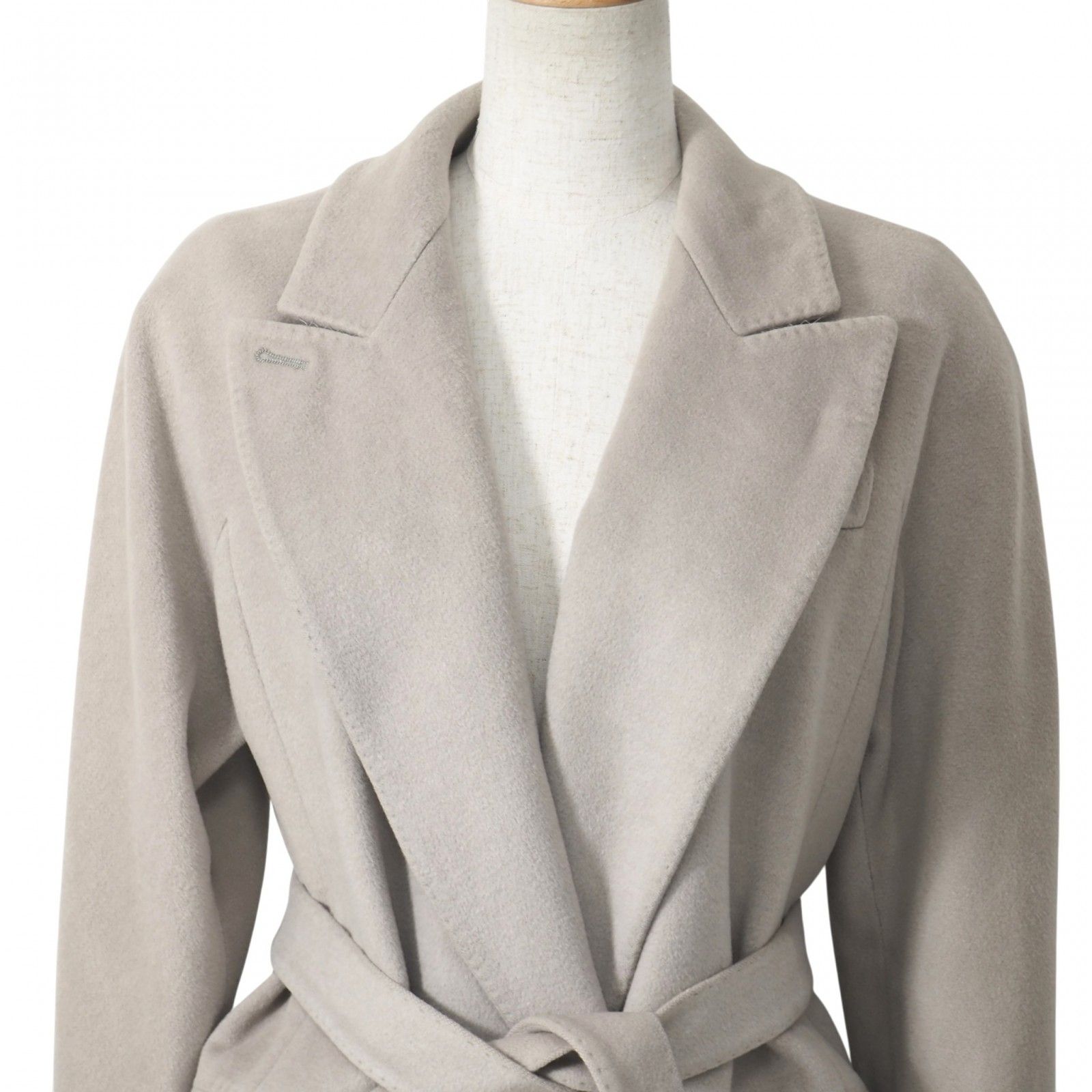 マックスマーラ Max Mara イタリア製 ウール カシミア アンゴラ ベルテッド コート 38 ライトグレー レディース 5-ZJ 025