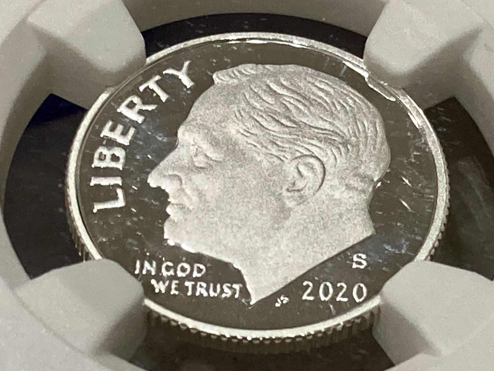 NGC最高鑑定☆2020年アメリカ 10セント プルーフ銀貨☆ルーズベルト