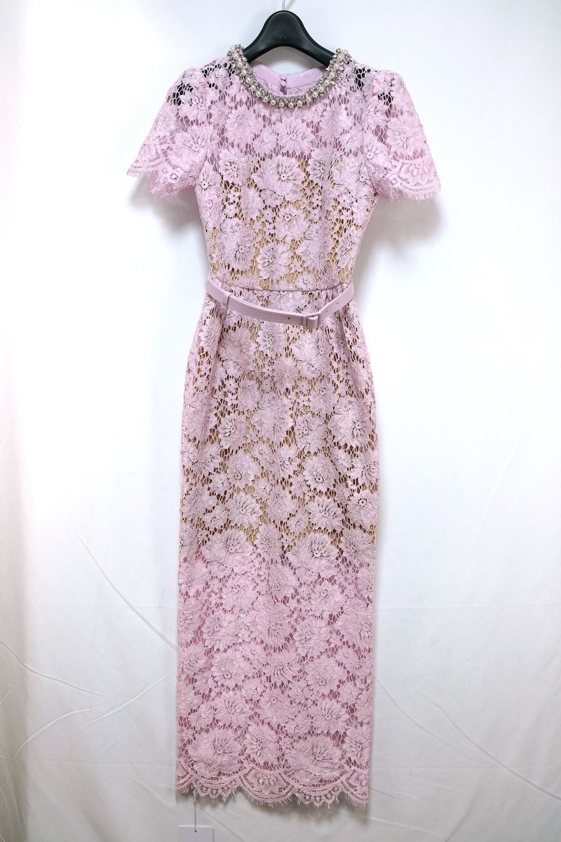 self portrait セルフポートレート FINE LACE PEARL MIDI DRESS ファイン レース パール ミディ ドレス ピンク サイズ０ SS 25 060 MA P