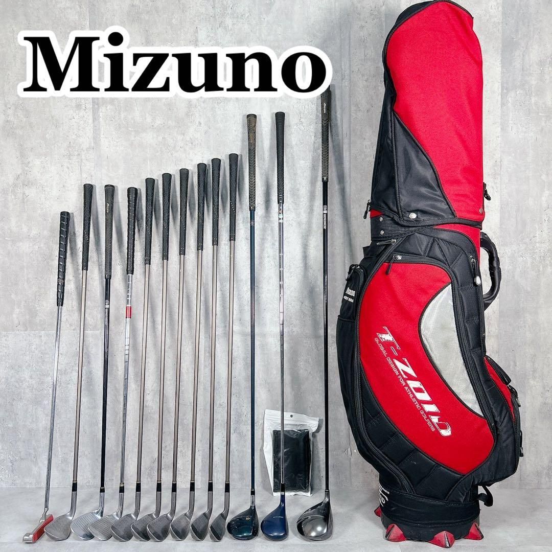 V 549 ミズノ メンズ ゴルフ クラブ セット 13点 赤 キャディバッグ