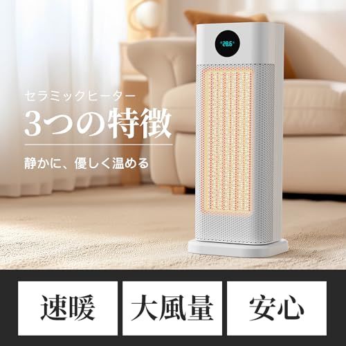 セラミックファンヒーター 電気ファンヒーター 静音 電気ストーブ 小型 卓上 首振り 2秒速暖 リモコン操作 コンパクト 省エネ ３段階切替え 8 W 750 1200 過熱保護 転倒オフ 足元暖房 暖房器 日本語取扱説明書 敬老の日 誕生 6 d 809288