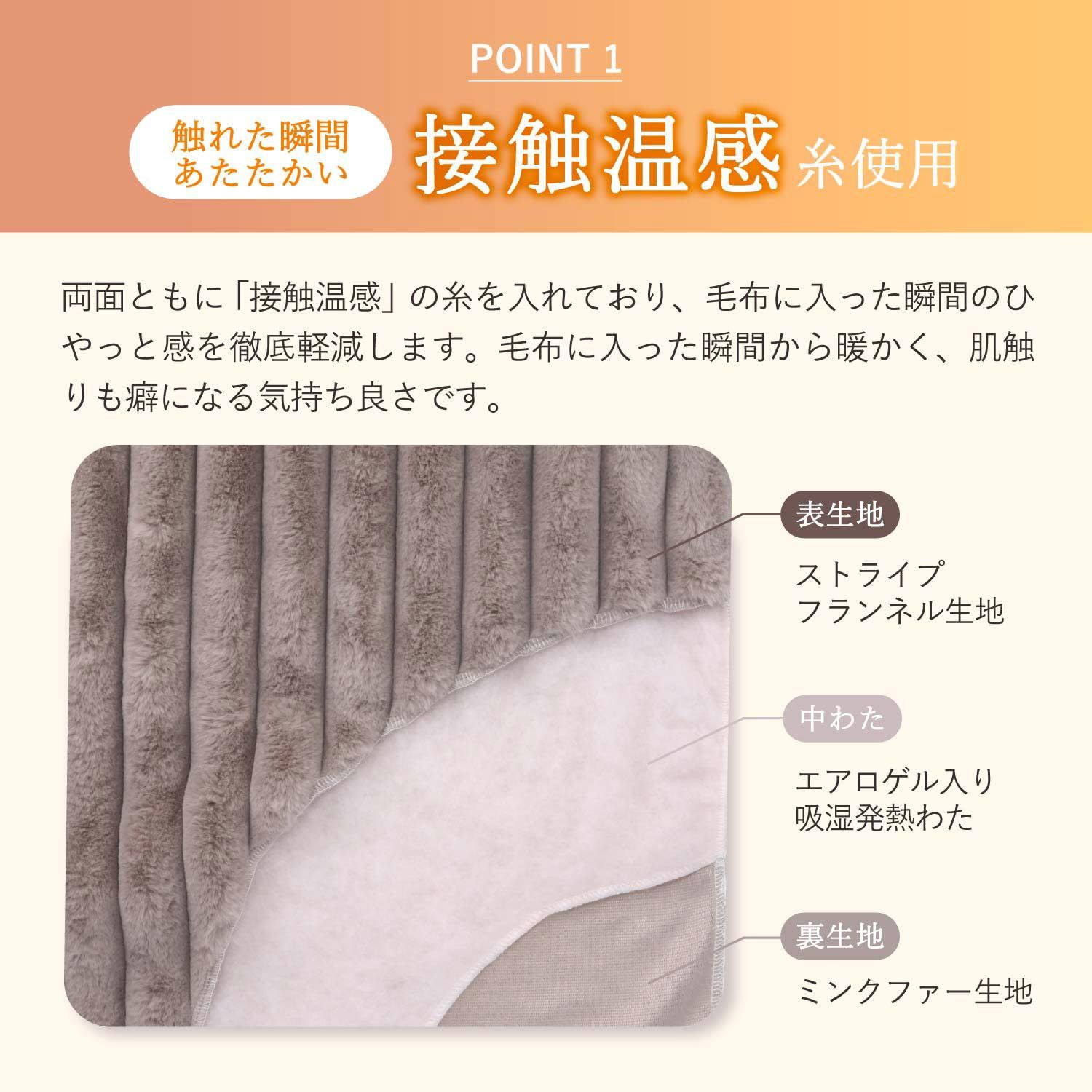 グッズラボ(Goods Lab+) 毛布 ブランケット ふわとろ毛布 ふわもこ毛布 軽量 洗える 2枚合わせ 暖かい あったか エアロゲル 吸湿発熱 静電気防止 防ダニ ストライプ ホワイト 白 セミダブル 160×2