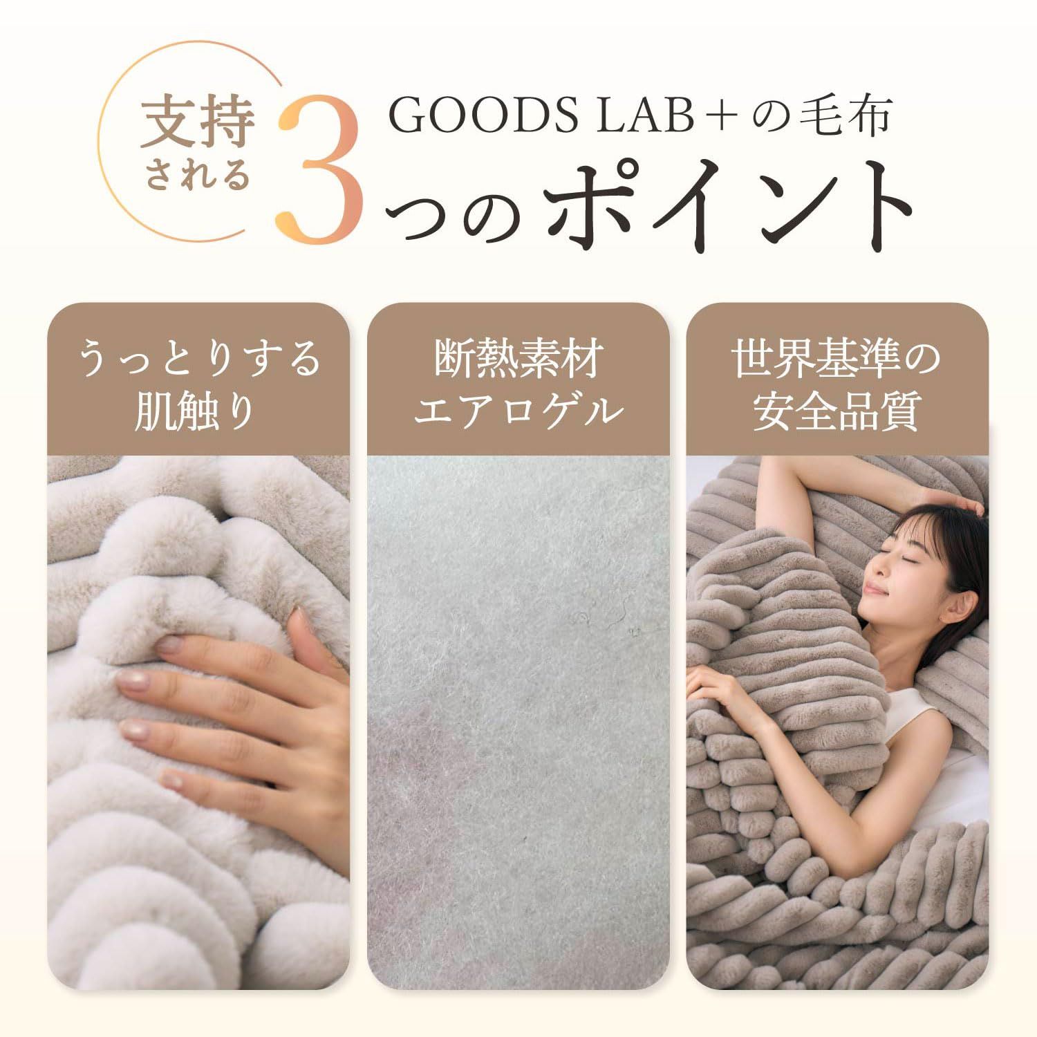 グッズラボ(Goods Lab+) 毛布 ブランケット ふわとろ毛布 ふわもこ毛布 軽量 洗える 2枚合わせ 暖かい あったか エアロゲル 吸湿発熱 静電気防止 防ダニ ストライプ ホワイト 白 セミダブル 160×2