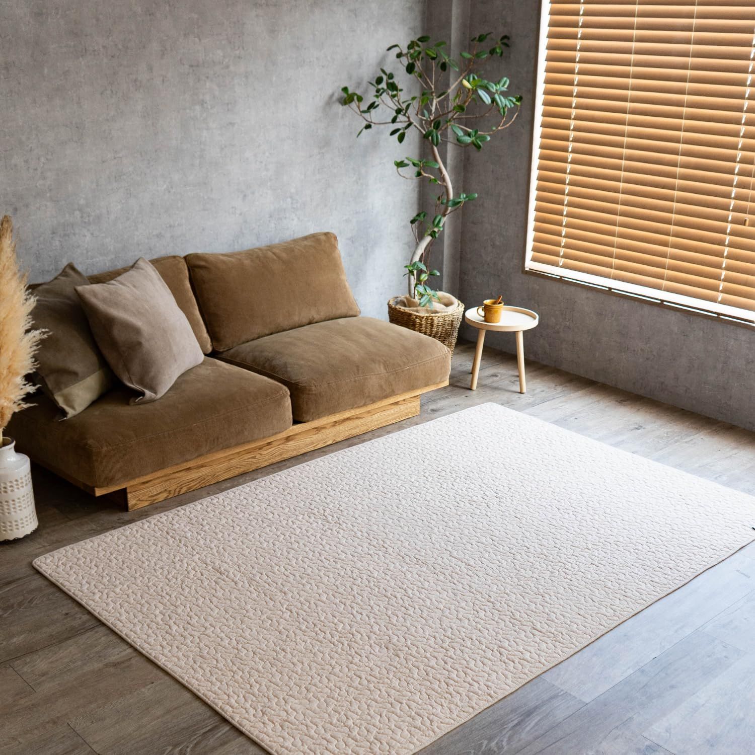 サヤンサヤン モノ イブル キルティング くすみ KUSUMI 洗える 床暖 ラグ ベビーマット 130 x 190 1.5畳 ビスケット ベージュ