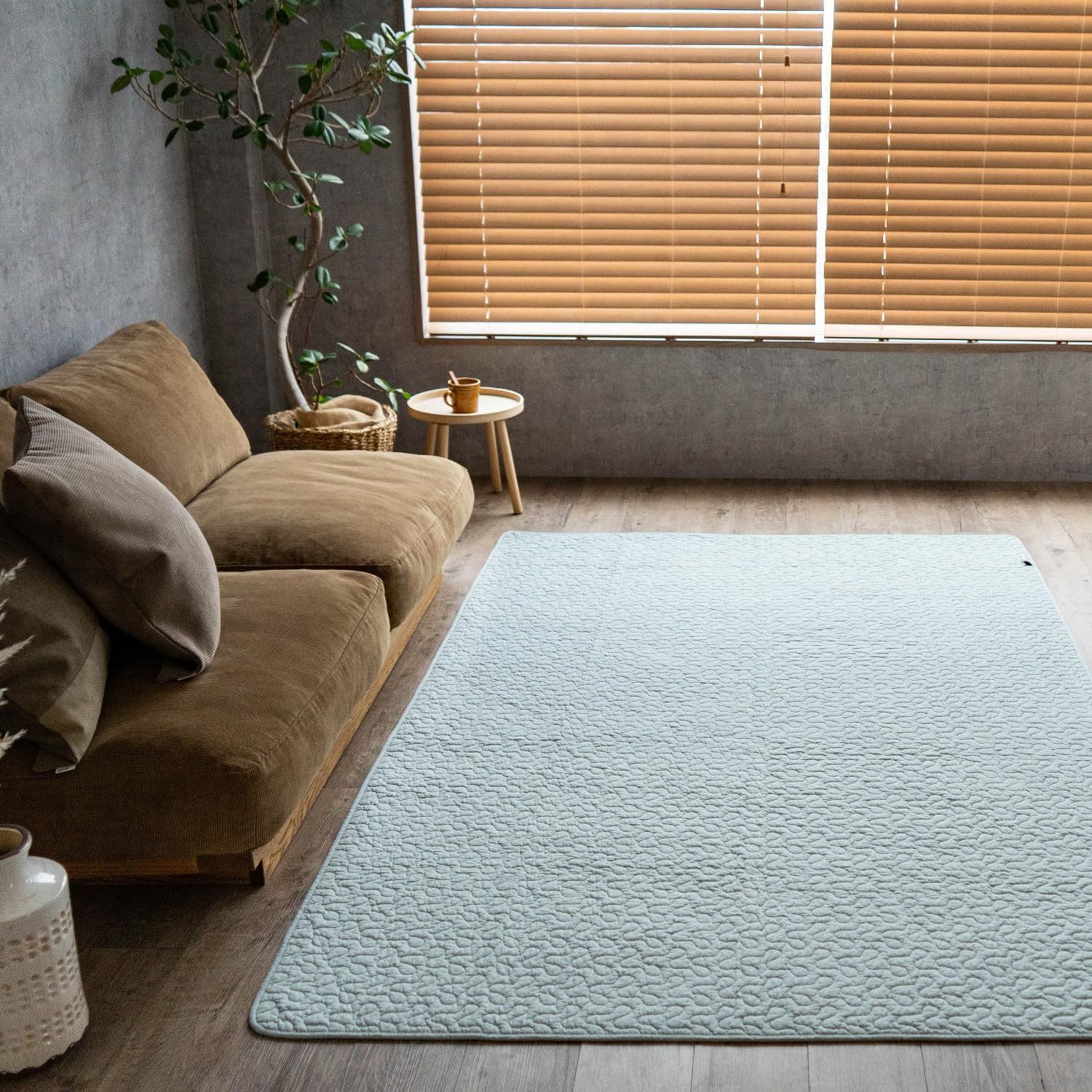 サヤンサヤン モノ イブル キルト くすみ KUSUMI 洗える 北欧 ラグ ベビーマット 190x190 2畳 ピスタチオ グリーン