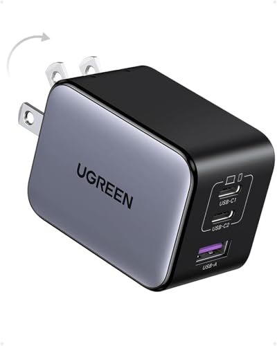 UGREEN NexodeX 当社比最小 65 W充電器 USB-C 2とUSB-A 1 新生代GaNInfinity チップ 独自Airpyra技術 PD 3.0 QC 4 対応 自宅 出張 旅行用 ノートPC iPad iphone 17 16 15 14 Gs