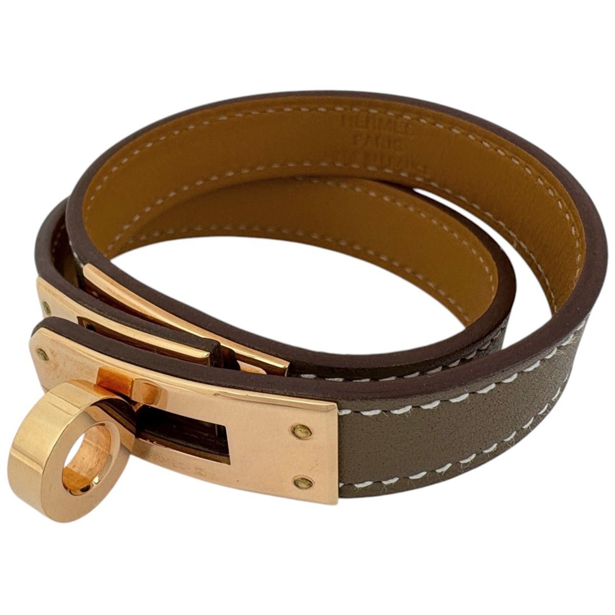 【美品】HERMES エルメス　レザーブレスレット　バングル② エルメス HERMES ケリー ドゥブルトゥール ブレスレット 2連 バングル