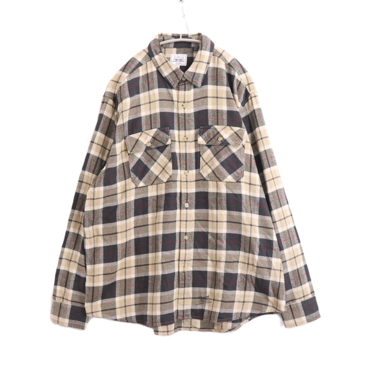 A Levi s リーバイス × jjjound ジョウンド L メンズ 長袖シャツ 24 AW Plaid Shirt ネルシャツ チェック柄 フランネル ベージュ 古着