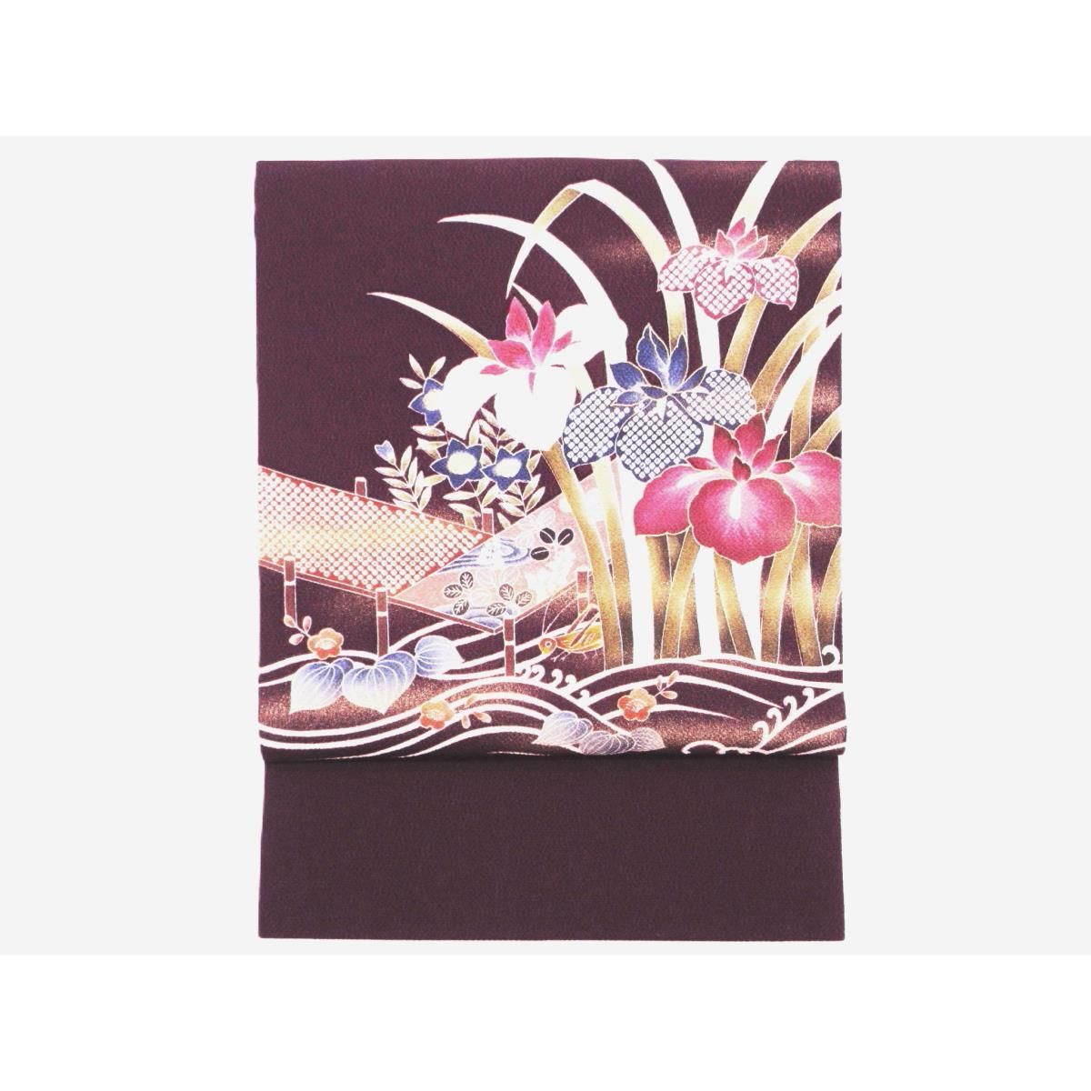 名古屋帯 ちりめん染帯 友禅金彩加工 刺繍入り - メルカリ