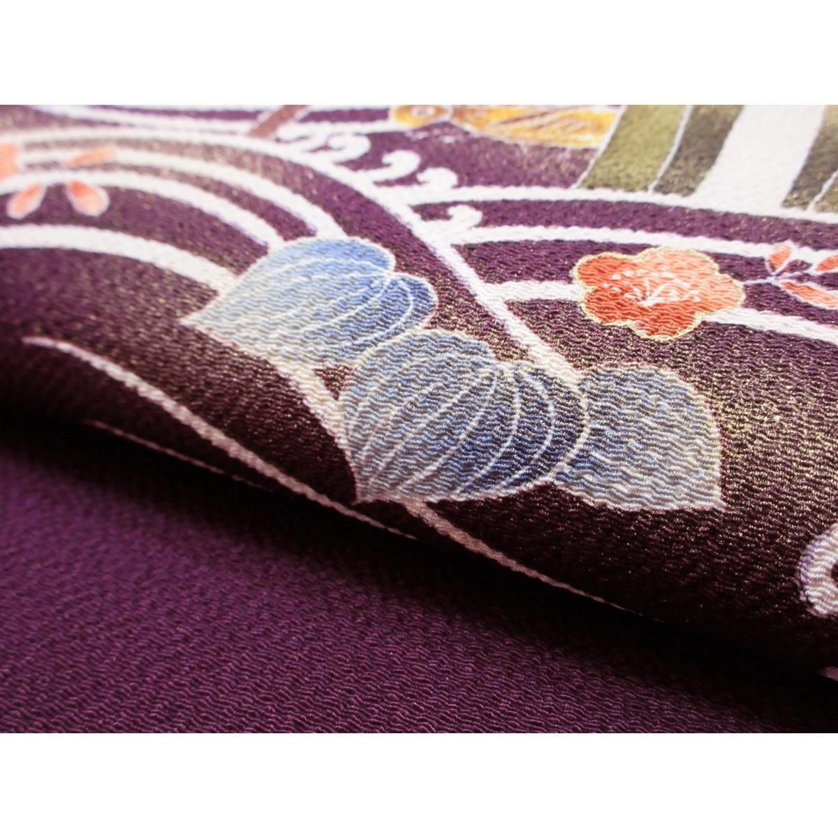 名古屋帯 ちりめん染帯 友禅金彩加工 刺繍入り - メルカリ