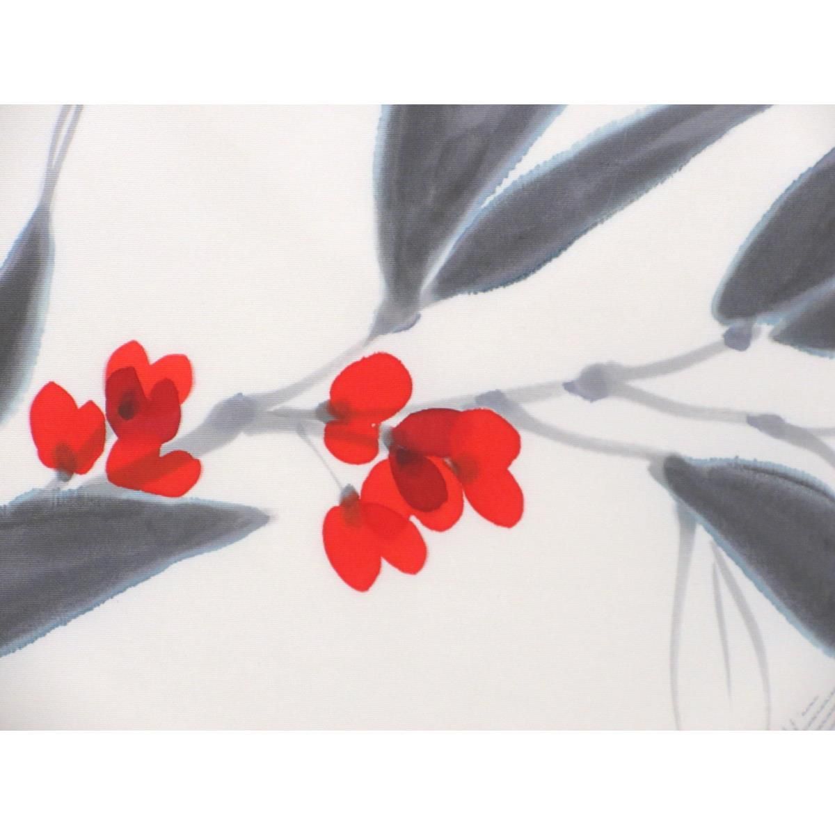 名古屋帯 塩瀬染帯 友禅銀彩加工