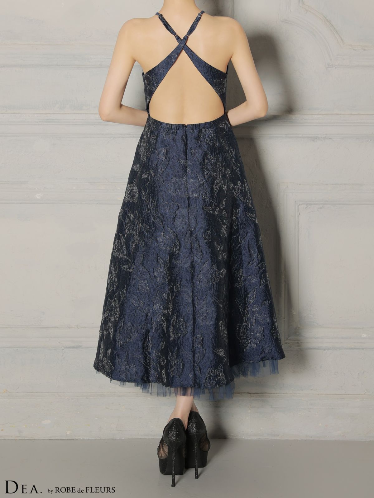 DEA. by ROBE de FLEURS ドレス　ネイビーS DEA. by ROBE de FLEURS ドレス ネイビーS