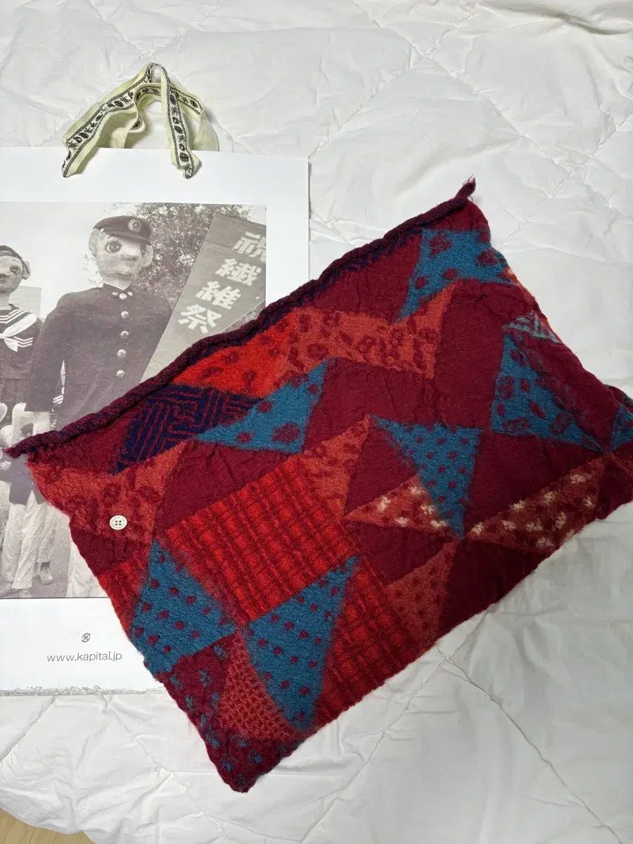 KAPITAL シュ렁큰 ウール IN Indigo スカーフ レッド
