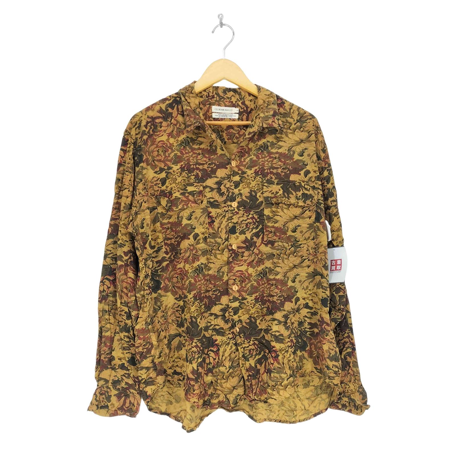 USED古着(ユーズドフルギ) {{CLUBMONACO}} 総柄フラップポケットレーヨンシャツ メンズ  L【中古】【ブランド古着バズストア】 ユーズドフルギ USED古着 {{CLUBMONACO}} 総柄フラップポケット