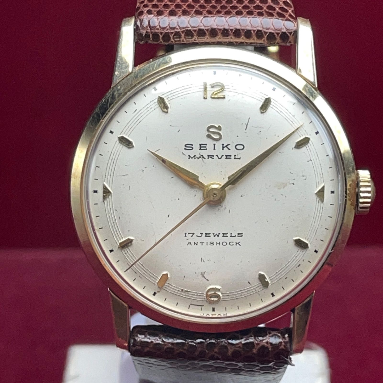 50 s SEIKO MARVEL 手巻 14 KGF 風防 換済 ヴィンテージ アンティーク セイコー マーベル Sマークリューズ 稼働 腕時計