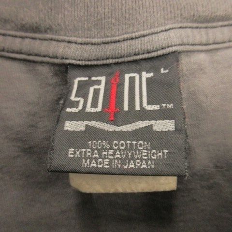  セントマイケル TEE DEATH IS MTHR Tシャツ クルーネック 丸首 半袖 キリスト プリント ヴィンテージ加工 L グレー CK 7 GY 01 その他 トップス