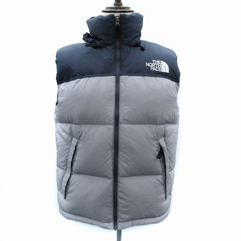 ザノースフェイス THE NORTH FACE NUPTSE VEST ダウンベスト ジャケット ミドル丈 ナイロン M バイ グレー 紺 ネイビー ND 92232 SM 10 GY 01