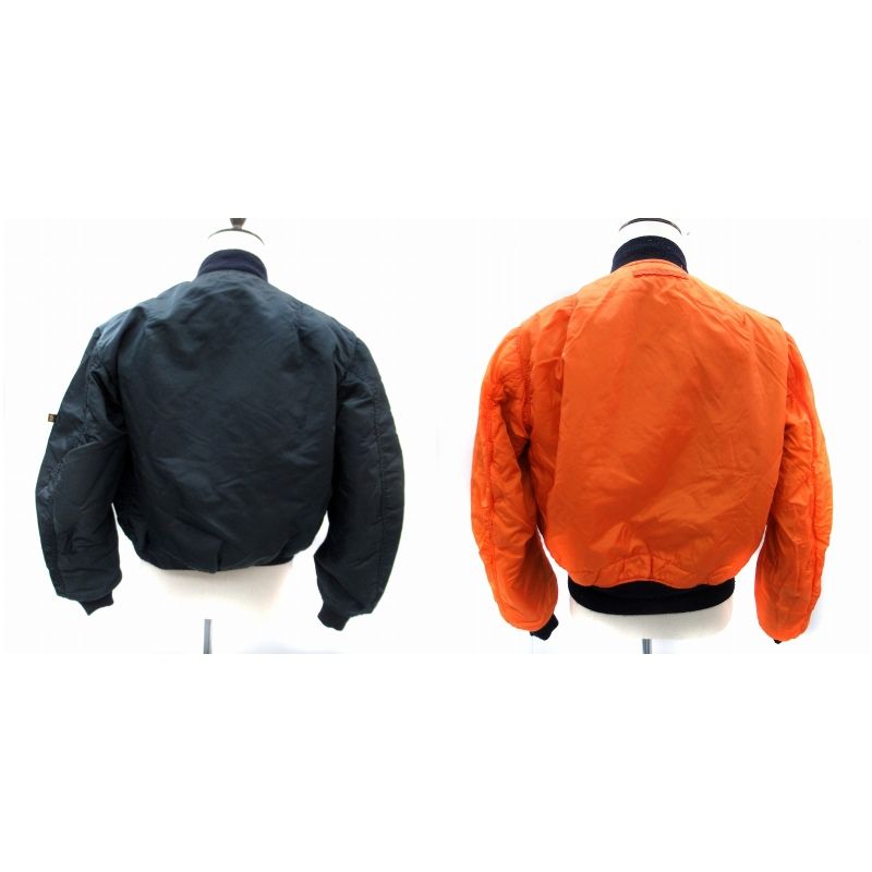 アルファ ALPHA 90 s ヴィンテージ MA-1 フライトジャケット リバーシブル M 紺 ネイビー オレンジ MIL-J-82790 J SM 3 GY 01