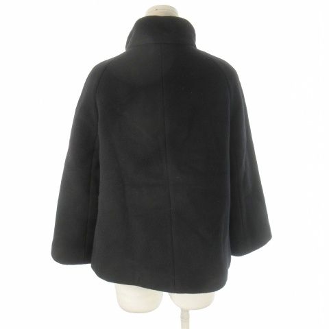 アナイ ANAYI シャルムビーバーショートコート スタンド 七分袖 比翼 小さいサイズ 34 XS 黒 ブラック CK 17 GY 01