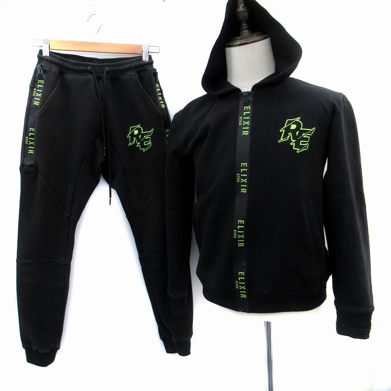 レトロエンジン RTEG セットアップ 上下 エリクサージップフーディー ミドル丈 スウェットパンツ アンクル丈 M S 黒 ブラック 200201230250017 300401230250020 /SM25 ■GY01