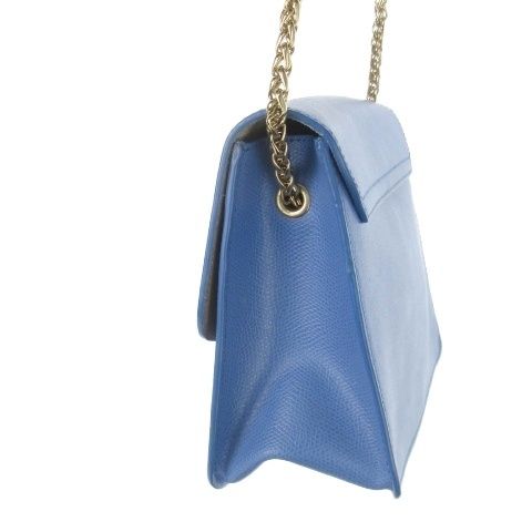 フルラ FURLA ショルダーバッグ ポシェット レザー 革 ロゴ刻印 ロック 青 ブルー CK 30 GY 01