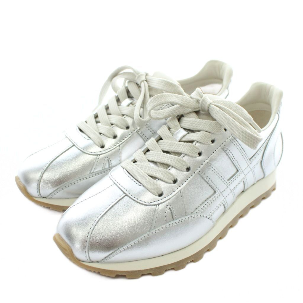 ホーガン HOGAN 86 er スニーカー レザー ローカット メタリック ロゴ 36 23 cm シルバー色 XZ GY 19