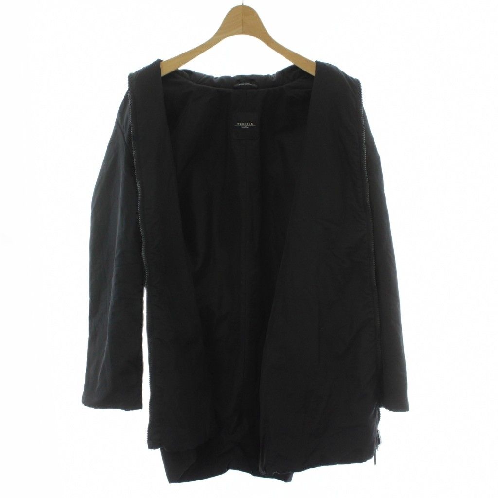 【中古】マックスマーラ MAX MARA ジャケット ジップアップ フード収納 38 黒 ブラック ミドルハーフ /PP ■GY19 マックスマーラ MAX MARA ジャケット ジップアップ フード収納 38 黒