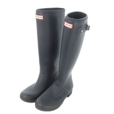 ハンター HUNTER TALL レインブーツ ロング ベルト ロゴ 大きいサイズ 8 25 cm 紺 ネイビー |AO 5 GY 19