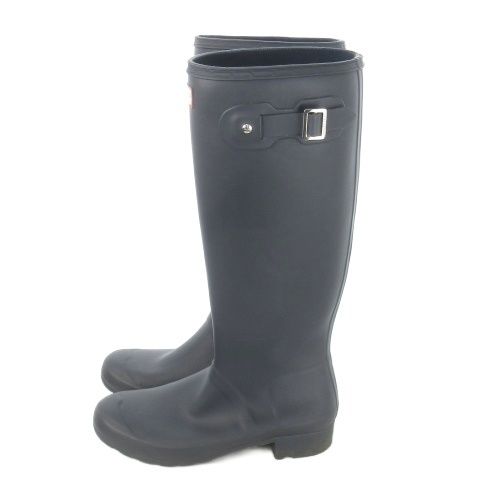 ハンター HUNTER TALL レインブーツ ロング ベルト ロゴ 大きいサイズ 8 25 cm 紺 ネイビー AO 5 GY 19