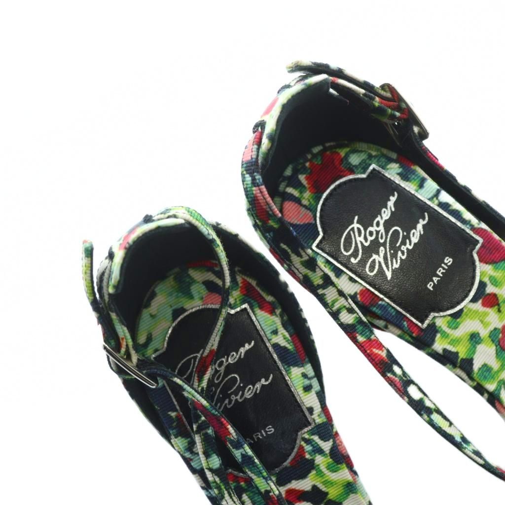 【中古】ロジェヴィヴィエ ROGER VIVIER サンダル ハイヒール ロゴ 花柄 モチーフ 36 23cm マルチカラー ■GY19 /MQ ロジェヴィヴィエ ROGER VIVIER サンダル ハイヒール ロゴ 花柄