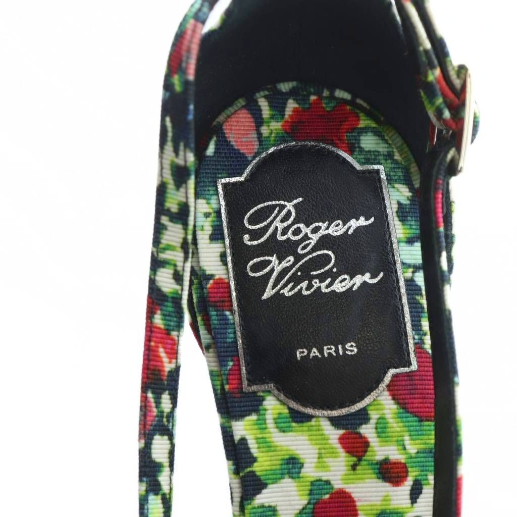 ロジェヴィヴィエ ROGER VIVIER サンダル ハイヒール ロゴ 花柄